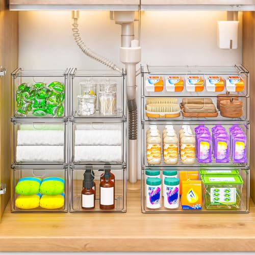 6-Pack Acrylic Stackable Storage Drawers Clear Makeup Organizer