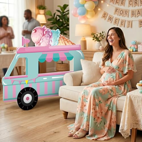 4.5ft Ice Cream Truck Cardboard Standee - Party Photo Booth Prop