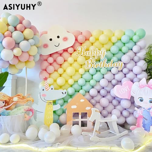 ASIYUHY 12 Inch Pastel Balloons 100 Pack Multicolor Rainbow Latex Balloons