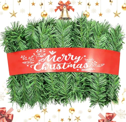 Showvigor 49FT Artificial Green Garland Christmas Decor for Festival & Wedding (Green)