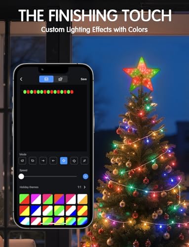 Weiwangvv Star Christmas Tree Topper 9” RGB LED – Gold, App/Remote Control, USB