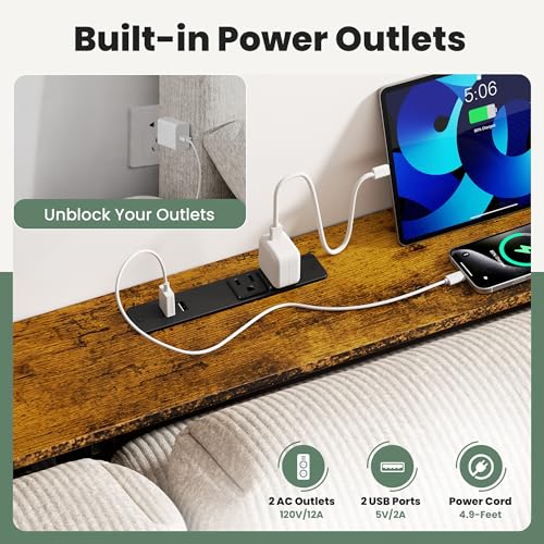 70-Inch Long Sofa Table with Built-in Power Strip and USB Charging Ports