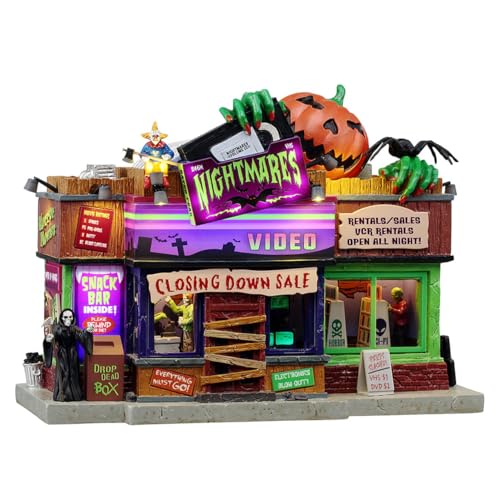 Nightmares Video Lighted Building for Halloween Village Decoration