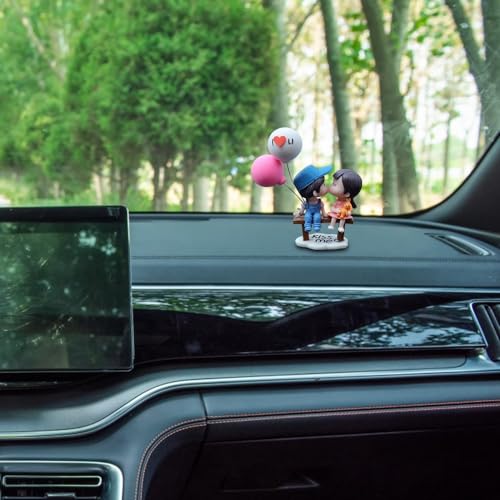 Cute Cartoon Couple Resin Ornament for Car Dashboard and Home Decor