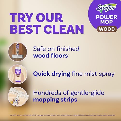 Hardwood Floor Power Mop Starter Kit with 2 Pads & Quick-Dry Solution