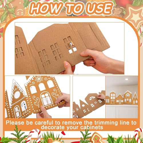Foldable Christmas Gingerbread Village with LED String Lights - 39 x 9.8"