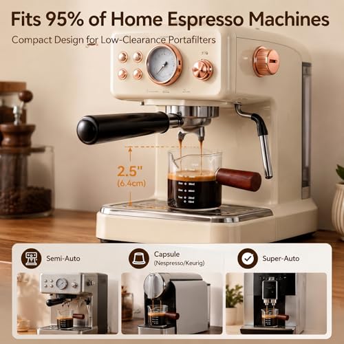 2 Pack Borosilicate Glass Espresso Shot Glasses with Handle, 5oz Barista Measuring Cups