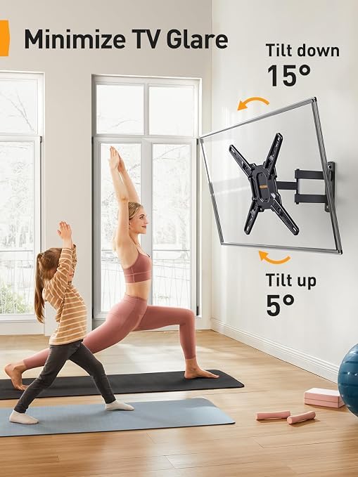 Full Motion TV Wall Mount for 26-65 Inch TVs, Swivel & Tilt Corner Bracket