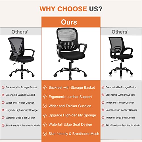 Sweetcrispy Ergonomic Office Chair Mesh Mid-Back Swivel Desk Chair
