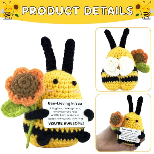 Emotional Support Crochet Bee Doll with Positive Encouragement Card