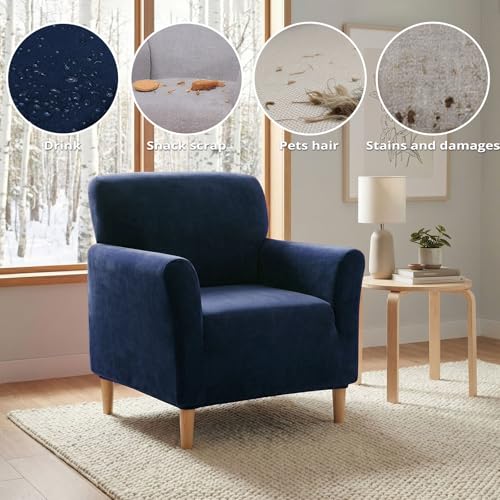 Water-Repellent Stretch Armchair Cover - Navy Blue Slipcover