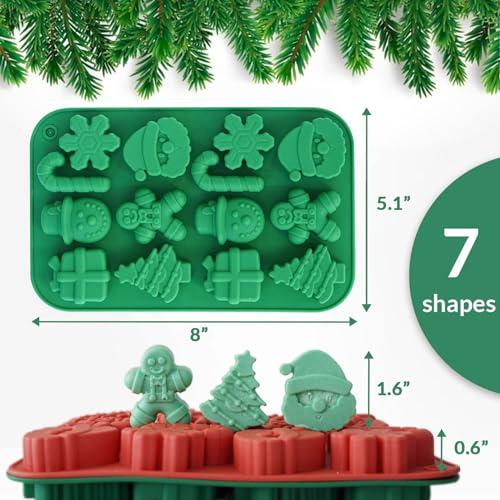 Xmas Candy 4-Pcs Silicone Molds Set – 3D Snowflake/Snowman/Gingerbread/Santa Christmas Shape Molds