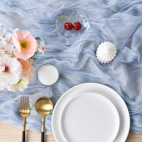 Blue Cheesecloth Table Runner 10ft Rustic Gauze Wedding Table Decor