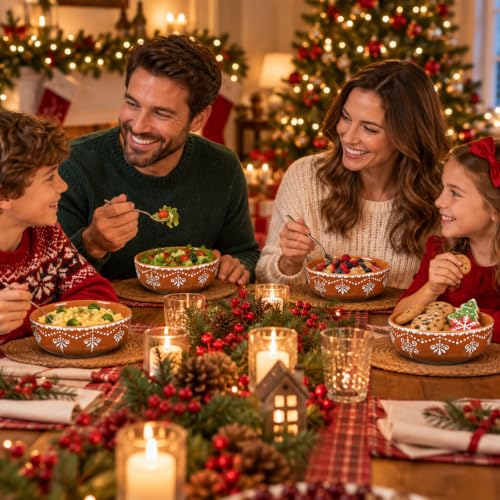 Gingerbread Bowl Christmas Ceramic Holiday Snack Bowls Set - LemonRoad 4 Pcs