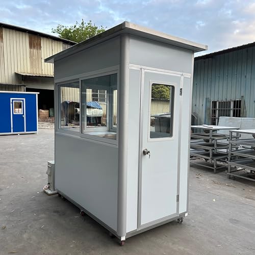Guard Booth with AC & Heating 4x6.5ft Light Gray – Security, Climate Control