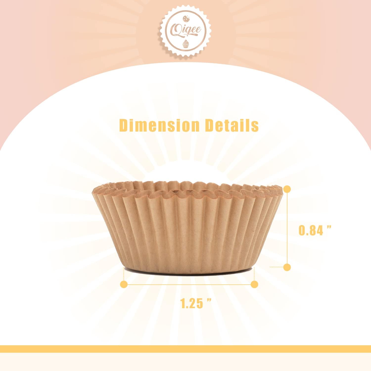 Qiqee Mini Cupcake Liners - 1000 Count Natural Food Grade Baking Cups | Odorless Small Size