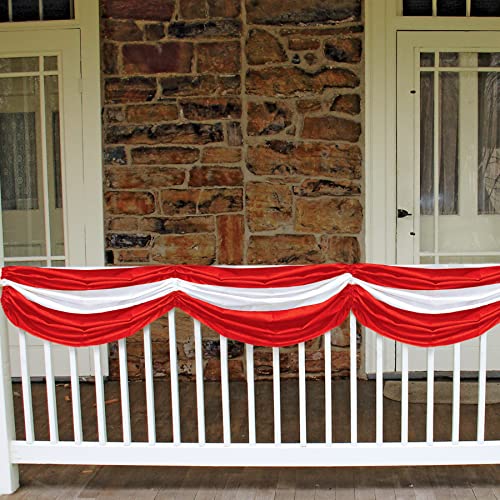 Red and White Fabric Bunting Swags – 2 Pack Patriotic Party Decorations