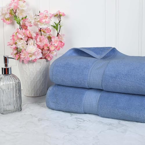 Egyptian Cotton Bath Sheet Set, 2-Piece Ultra-Plush 800 GSM Towels, Denim Blue