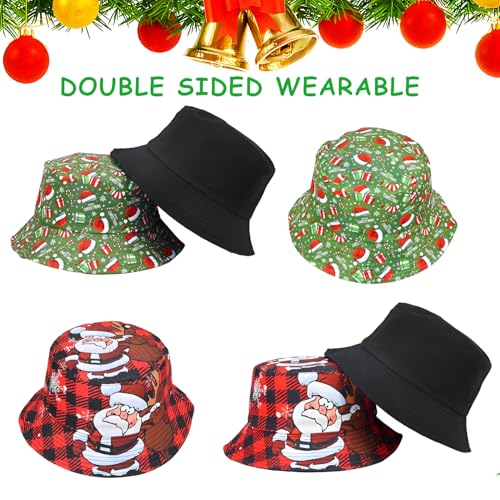 HEYTOP 6 Pack Funny Christmas Party Bucket Hats Santa Xmas Costume Accessories