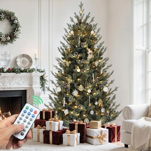 6ft Pre-Lit Artificial Blue Spruce Christmas Tree with Remote & 11 Light Modes
