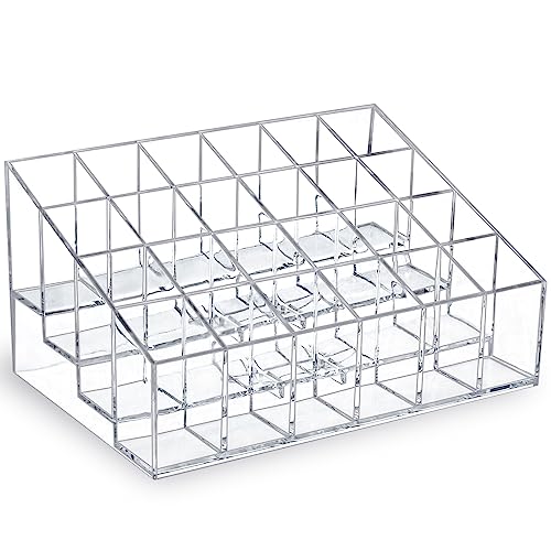MOSIKER Clear Lipstick Organizer with 24 Slots, Vanity Makeup Storage