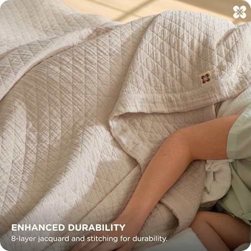 100% Cotton Muslin Blanket - 8-Layer King Size, Linen Beige