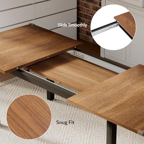 7-Piece Extendable Dining Table Set with 6 Chairs, Walnut Wood Finish