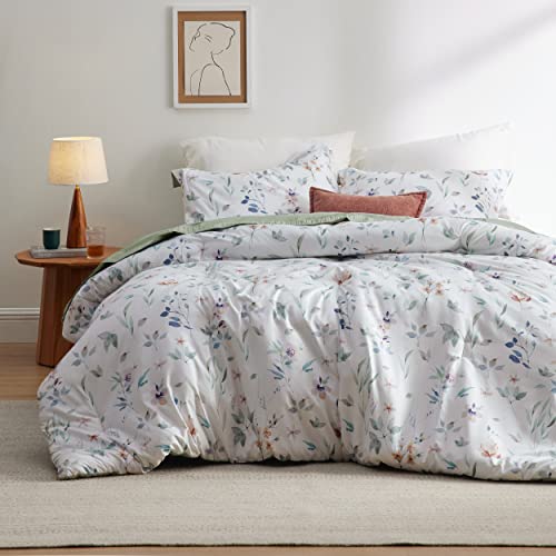 Bedsure Queen Floral Comforter Set - Lightweight Soft Bedding with Pillow Shams