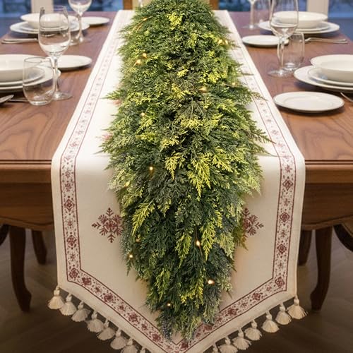9FT Real Touch Christmas Cedar Garland Thick & Lush - Cedar-9 Ft / 1