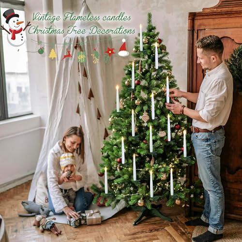 Yunsheng 12Pcs Christmas Tree Flameless Candles with Clips & Remote Timer