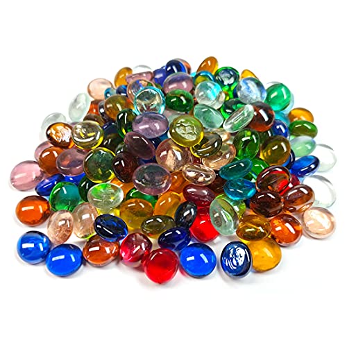 Mixed Color Mini Glass Gems (50 Pack) - Flat Bottom Beads for Vases & Crafts