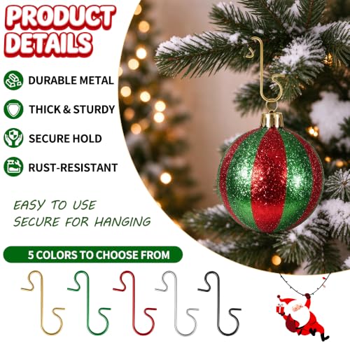 Gold 200PCS Christmas Ornament Hooks S-Shaped Hangers with Storage Box