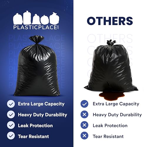 95-96 Gallon Heavy Duty Black Trash Bags - 1.2 Mil Contractor Grade (15 Count)