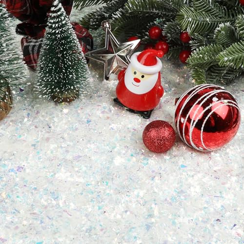 Iridescent Artificial Flake Snow - 7.05 oz Sparkling Fake Snow for Crafts