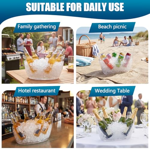 Clear Acrylic Ice Bucket with Scoop - 5L Beverage Tub for Wine & Beer