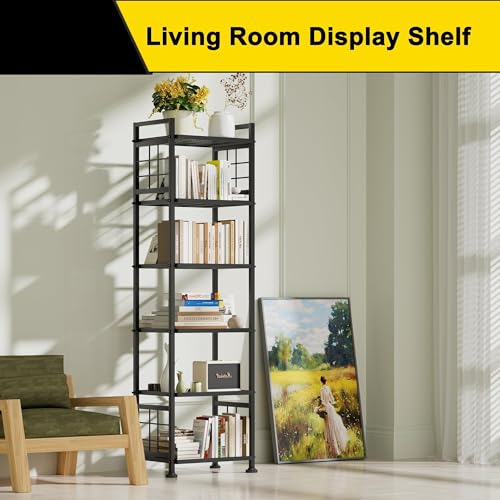 6-Tier Metal Standing Storage Shelf Rack for Bathroom and Kitchen, Black
