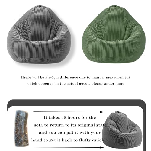 Soft Corduroy Kids Bean Bag Chair with Memory Foam Filling - 3ft Green