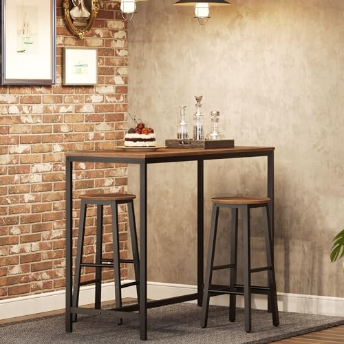 Industrial Counter Height Bar Stools Set of 2 - 24.8" Rustic Metal Chairs