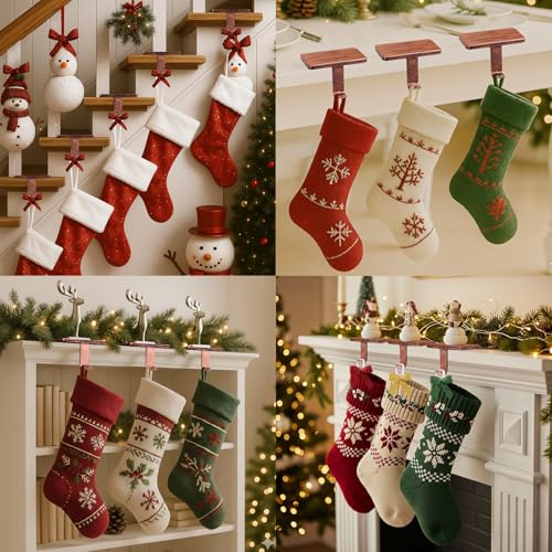 Btanadi Copper Stocking Hangers for Mantle – 6 Pieces with Protective Pads
