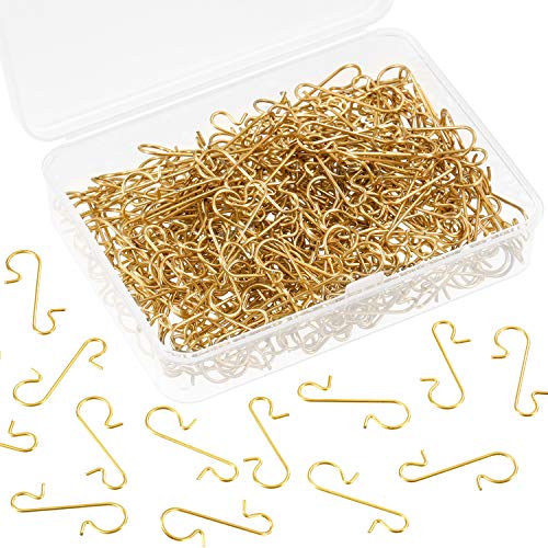 Christmas Ornament Hooks Set with Storage Box - 201 Pack Gold Wire Hangers