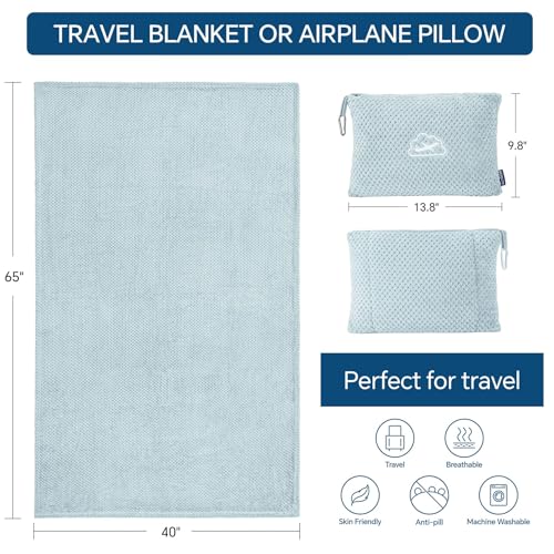 BEDELITE Ultra-Soft Fleece Travel Blanket 65"x40" with Bag & Luggage Sleeve