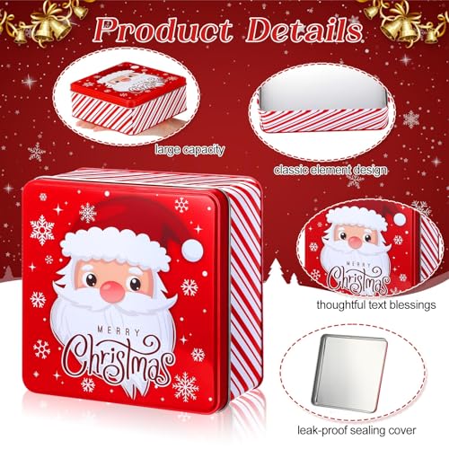 Tandefio 6-Pack Large Christmas Cookie Tin with Lids - Gift Set