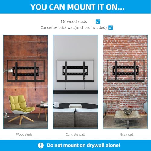 Fixed Low Profile TV Wall Mount Bracket for 26-65 Inch Flat/Curved TVs