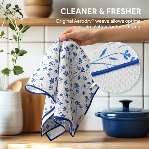 RECYCO Microfiber Waffle Kitchen Towel Set - 16x28 Absorbent Dish Towels (2-Pack)