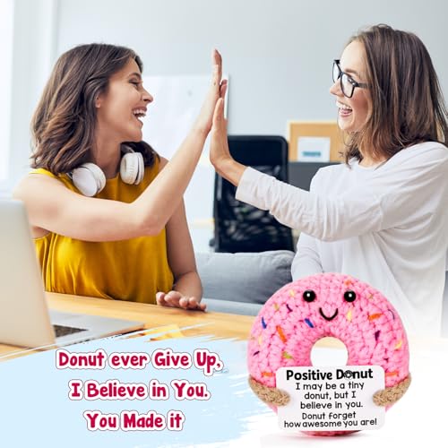 Handmade Crochet Donut Encouragement Gift - Positive Motivational Desk Decor