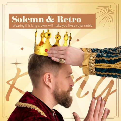 12-Piece Adjustable Royal King Crowns - Gold Plastic Costume Party Props