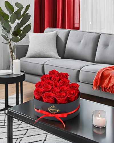 16 Preserved Roses in Heart-Shaped Gift Box - Real Eternal Flowers for Her