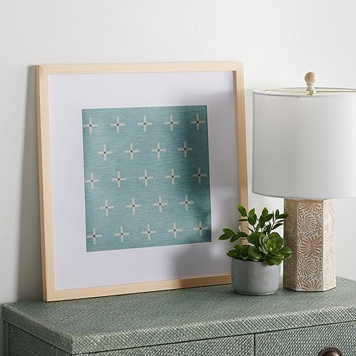 18-Inch Sage and Ivory Textile Wall Art with Wood Frame