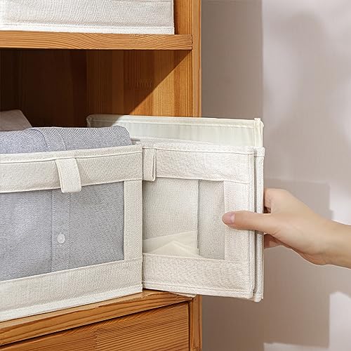 4-Pack Linen Closet Storage Bins and Baskets with Clear Window