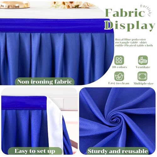 Royal Blue Pleated Table Skirt for 6ft Rectangle Tables - Wrinkle Resistant